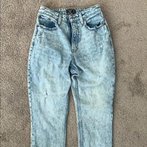 Abercrombie light wash high rise mom jeans